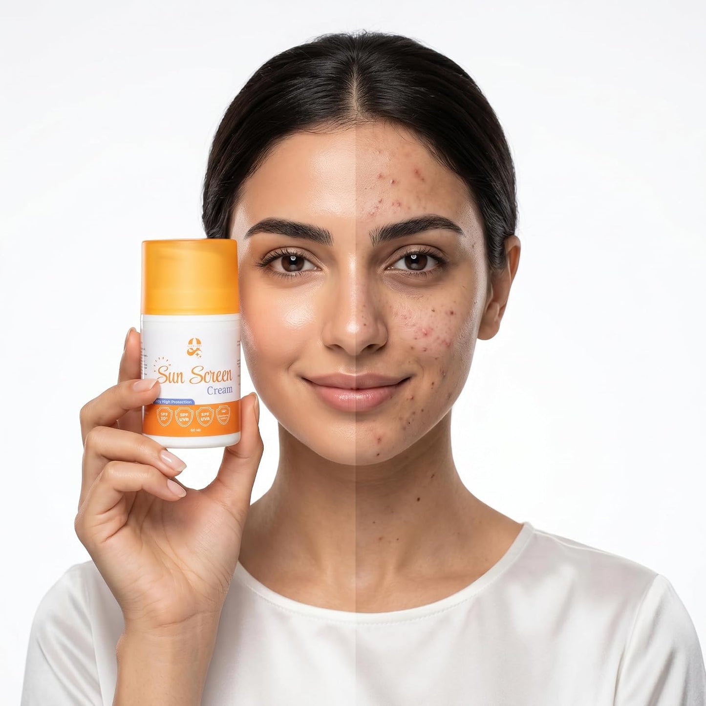 Glowlight Sunscreen Cream, Sun Protection, Matte Finish, Brightening, with Licorice Extract, for Daily Use and under Makeup, Spf 50+, UVA, UVB, 60ml