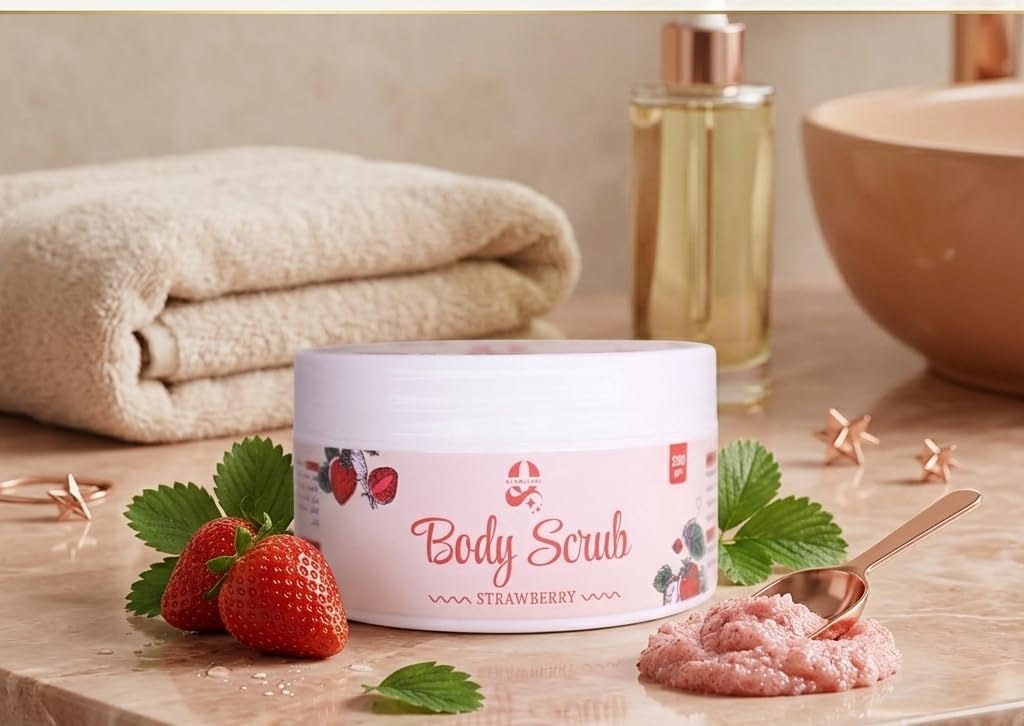 Glowlight Radiant and Glowing Body Scrub with Natural Oils, Strawberry Scent 250ml